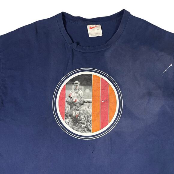 Nike Vintage 90's Rare Foosball Soccer Navy T-shirt - Picture 1 of 4